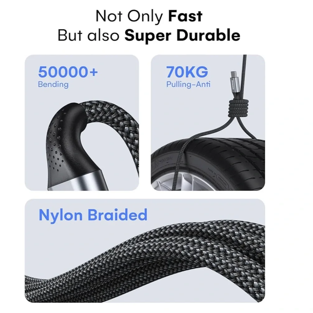 USB C to USB C Cable-60W Fast Charging USB C Cable, Nylon Braided Type C
